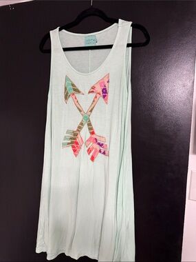 Judith March Mint Sleeveless Dress with Colorful Arrow Motif
